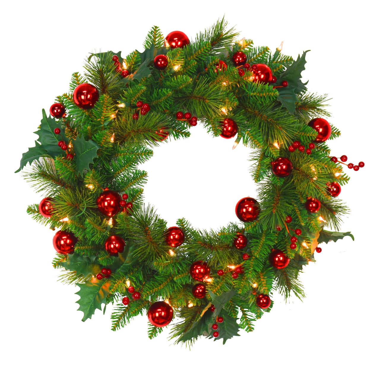 Santa's Workshop 2ft. Pre-Lit Berry & Red Balls Wreath
